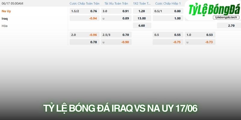 Tỷ lệ bóng đá Iraq vs Norway 17/06