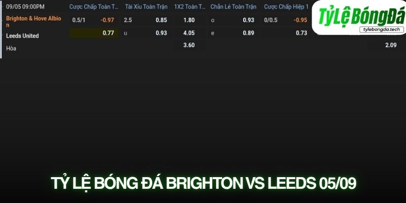 Tỷ lệ bóng đá Brighton vs Leeds 05/09